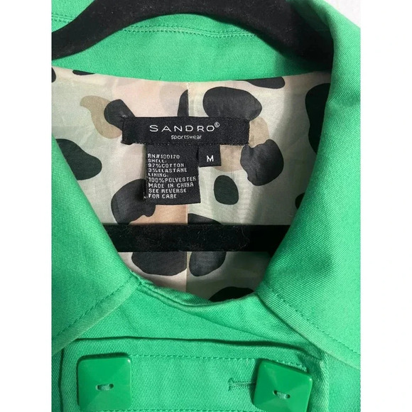 Sandro Sportswear Womens Double Breasted Long Sleeve Collared Blazer Green Sz M - Picture 7 of 8